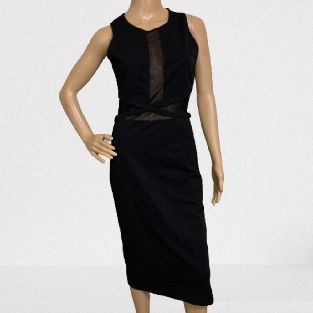 SHEIN Black Mesh Panel Bodycon Dress Size M